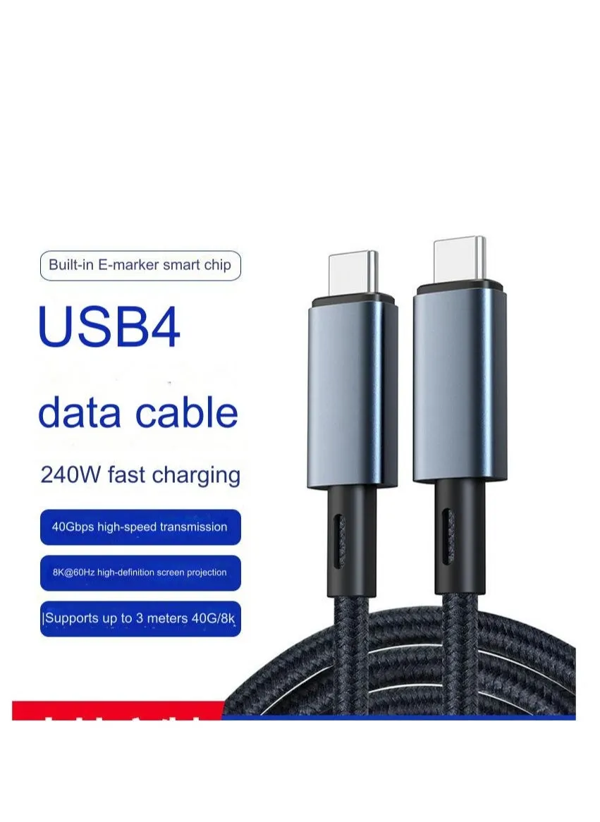 كابل USB4 بطول 1 متر، متوافق مع Thunderbolt 4، كابل شحن USB C إلى USB C، شاشة 8K@60 هرتز/نقل بيانات 40 جيجابت في الثانية/شحن PD 240 وات، لهاتف IPhone وMacBooks وSamsung وXiaomi وHuawei المحمول-1