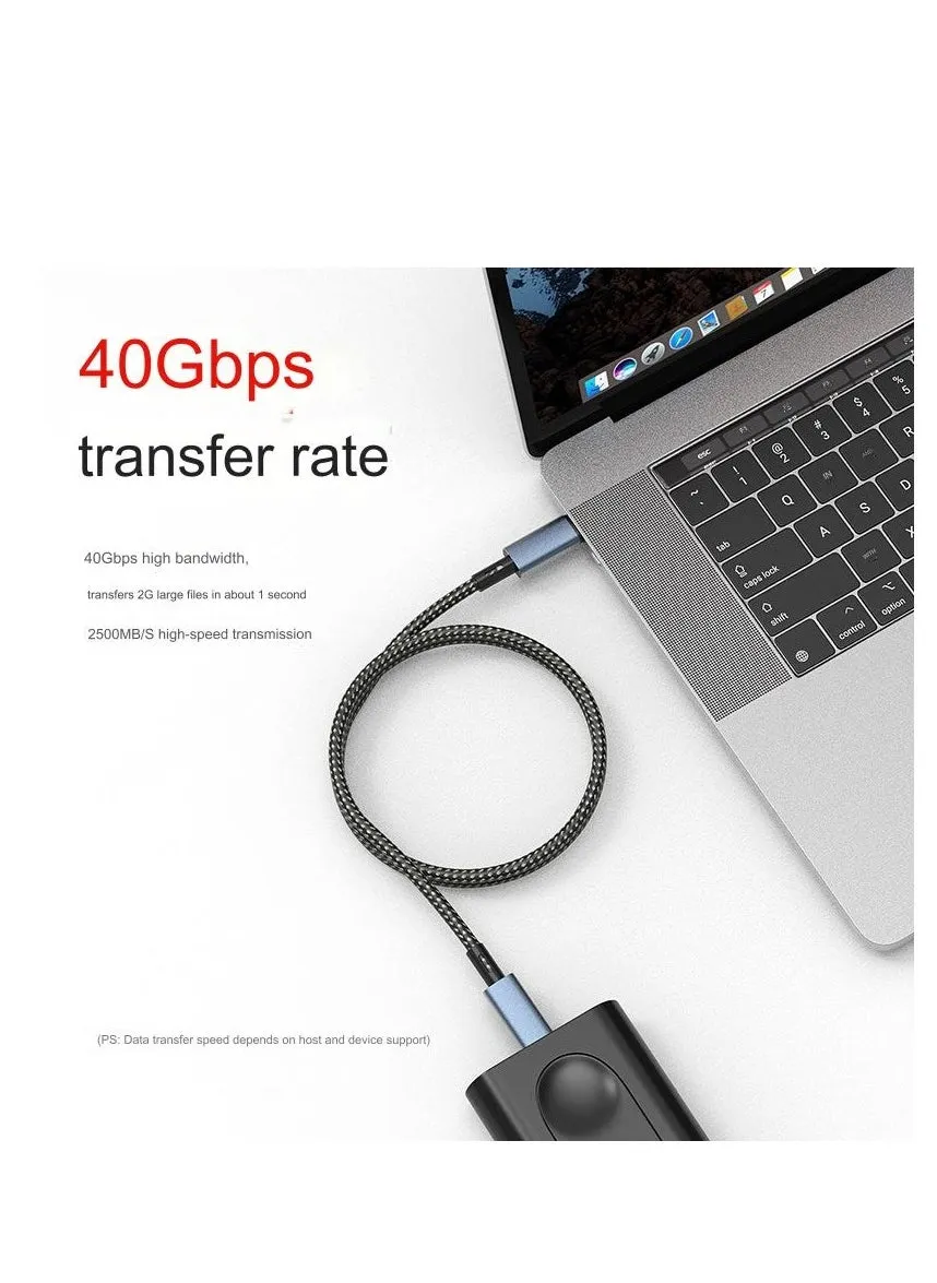 كابل USB4 بطول 1 متر، متوافق مع Thunderbolt 4، كابل شحن USB C إلى USB C، شاشة 8K@60 هرتز/نقل بيانات 40 جيجابت في الثانية/شحن PD 240 وات، لهاتف IPhone وMacBooks وSamsung وXiaomi وHuawei المحمول-2