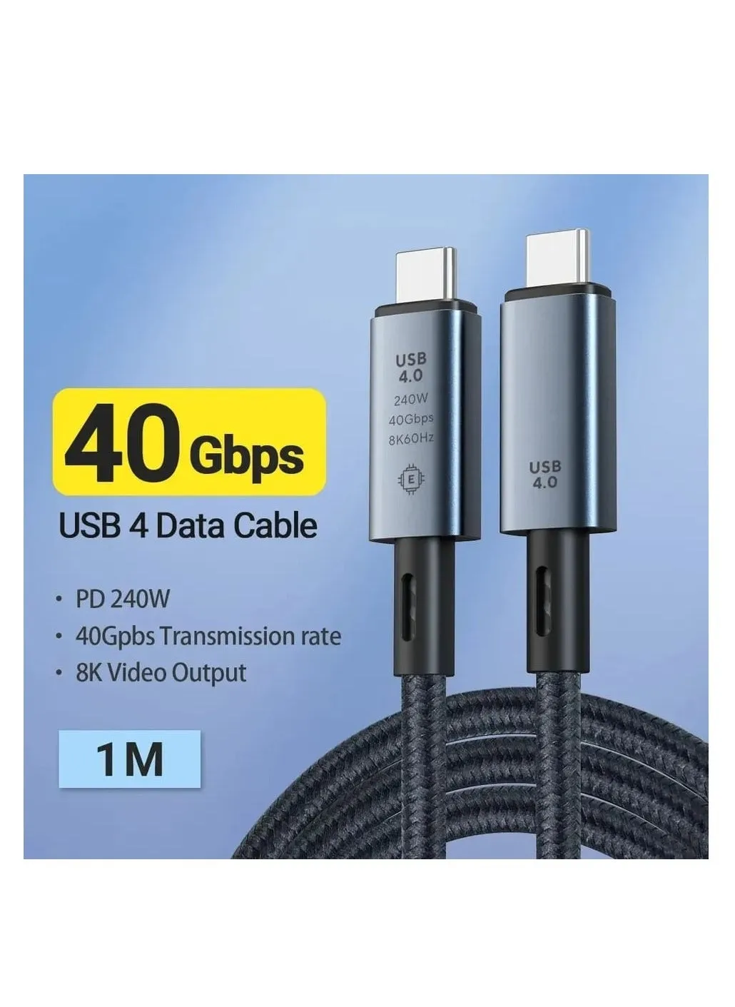 كابل USB-C إلى USB-C يدعم فديو 8K 60Hz USB 4 فائق المتانة وعالي السرعة للشحن 240 وات ,5 امبير ومزامنة البيانات سرعة 40 جيجابايت في الثانية-1