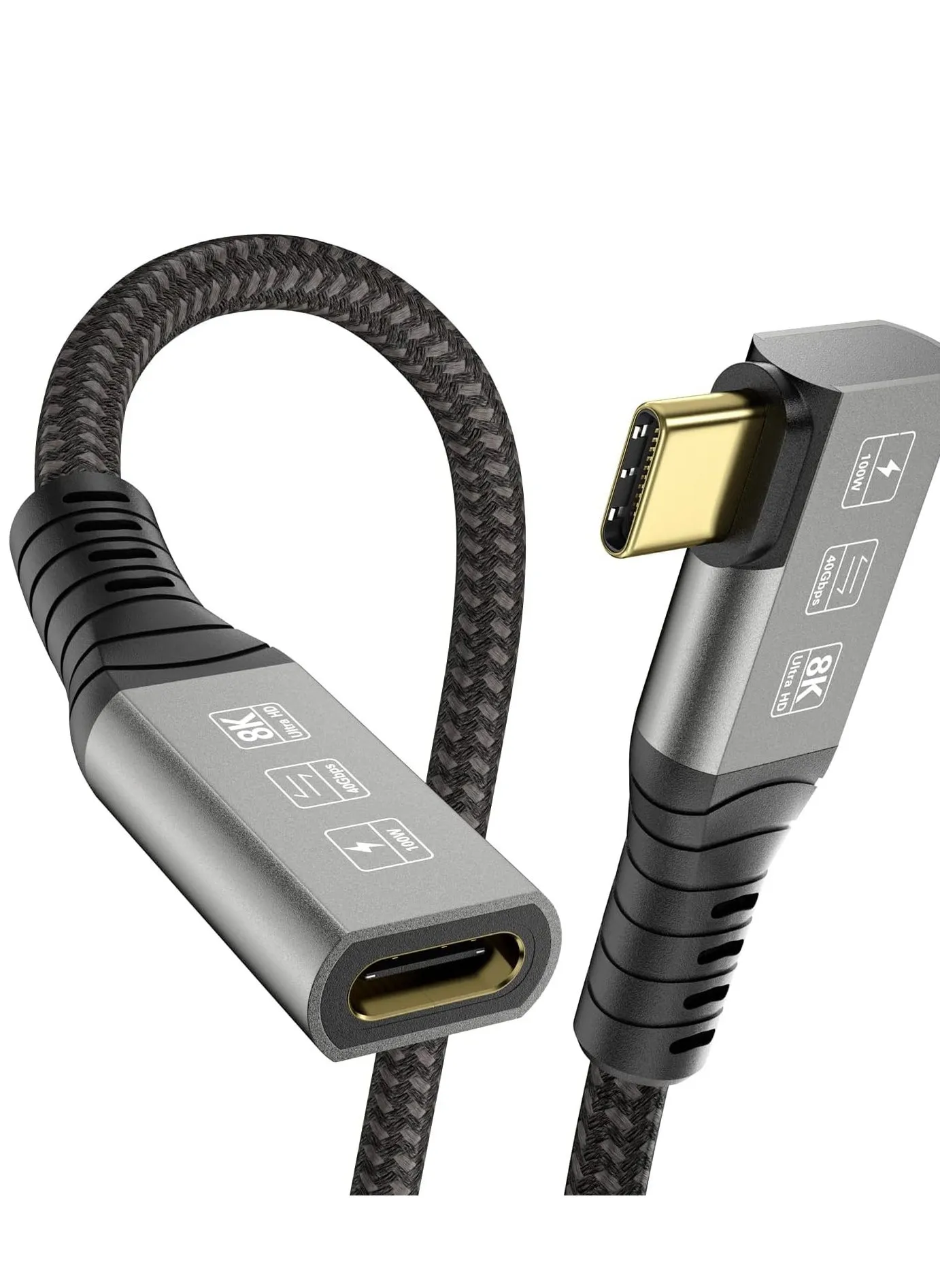 كابل تمديد USB 4 Type-c ذكر إلى أنثى فائق الدقة 8K 60 هرتز 100 وات شحن 40 جيجابت في الثانية متوافق مع قاعدة توصيل SSD خارجية eGPU USB-C-1