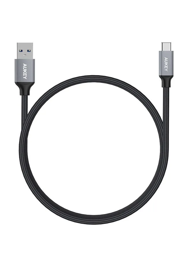 كابل USB-A إلى USB-C مضفر، طراز CB-CD3 رمادي-1