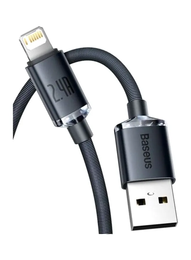 كابل شحن ومزامنة مُضفّر من منفذ USB-A إلى منفذ Lightning بطول 1.2 م من سلسلة شاين لأجهزة آي باد، آيربودز، آيفون 13/ 12/ 11، 11 برو، 11 برو ماكس، XS،XS ماكس، X ،XR وآيفون 8SE وآيفون 8/ 8 بلس والمزيد لون أسود.-1