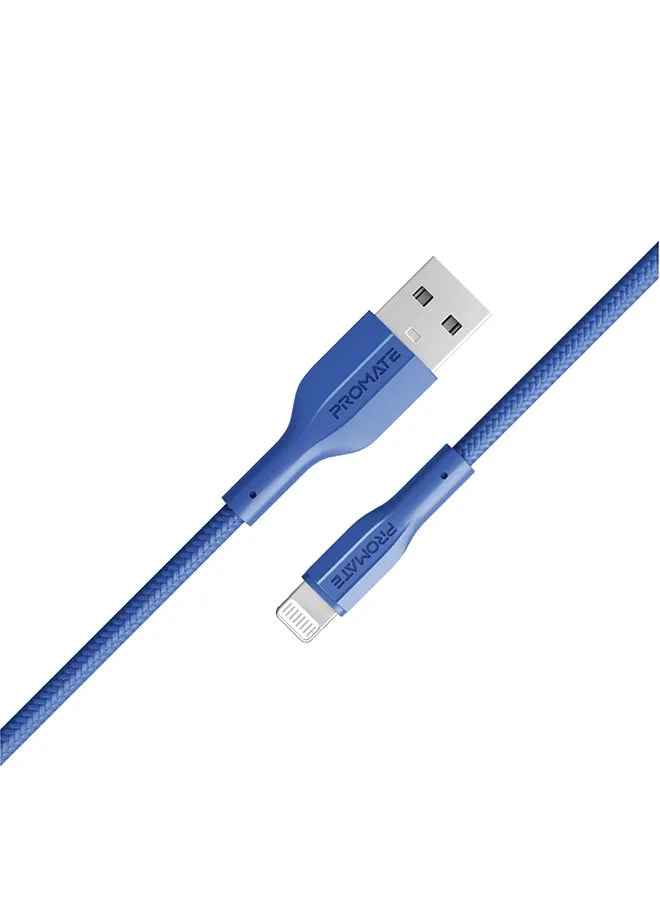 كابل USB-A إلى Lightning شاحن متين بقدرة 10 واط مع نقل بيانات بسرعة 480 ميجابت في الثانية، باللون الأزرق الداكن كحلي-1