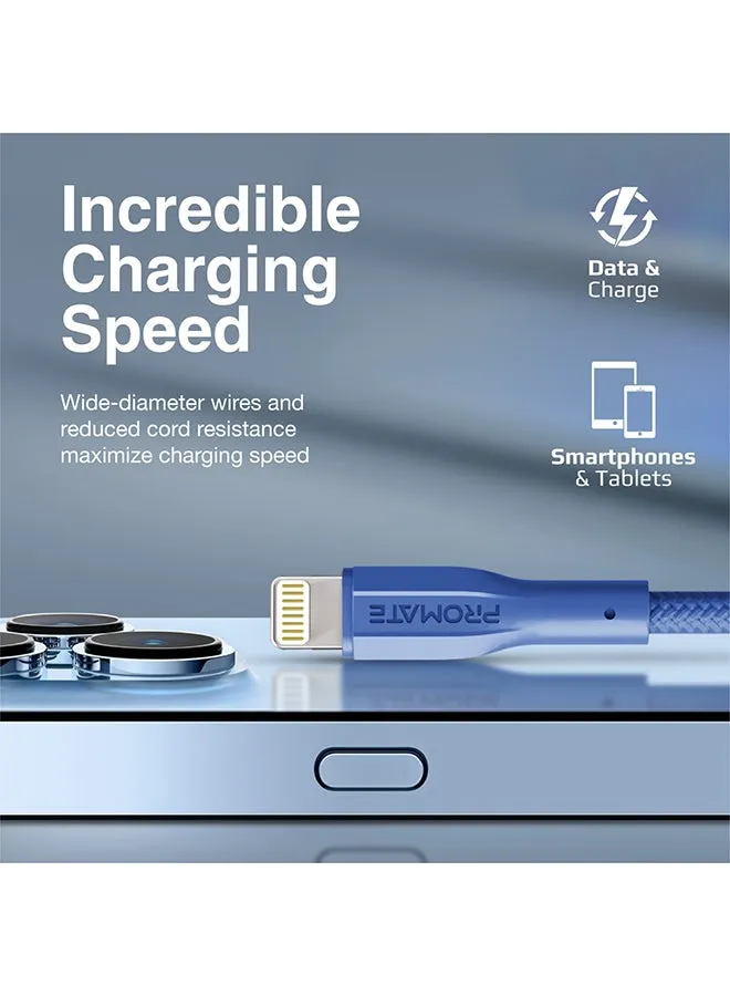 كابل USB-A إلى Lightning شاحن متين بقدرة 10 واط مع نقل بيانات بسرعة 480 ميجابت في الثانية، باللون الأزرق الداكن كحلي-2