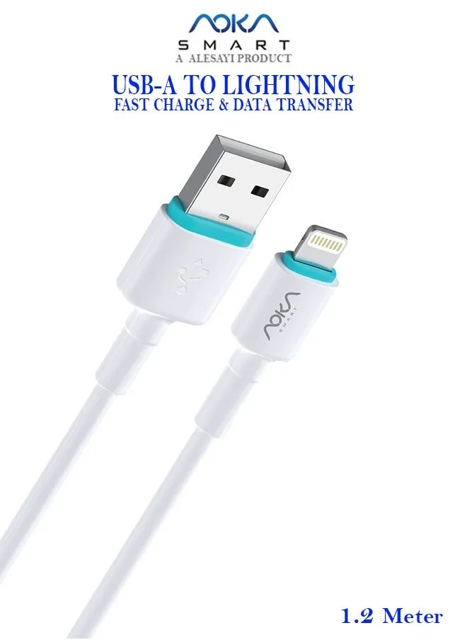 كابل شحن البيانات السريع USB-A إلى Lightning AC-W102L - أبيض-1