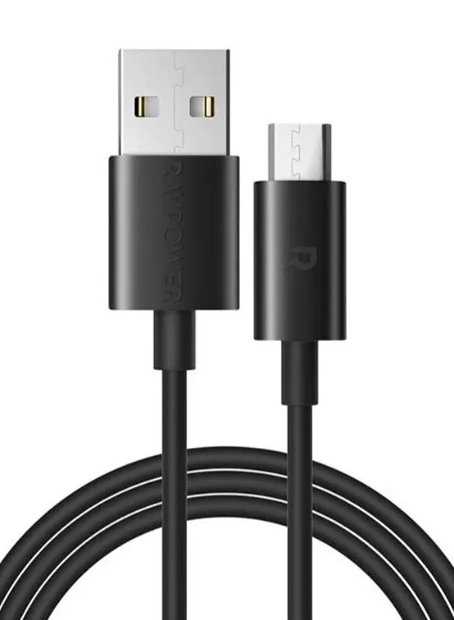 كابل شحن ومزامنة بيانات من USB-A إلى مايكرو USB أسود-1