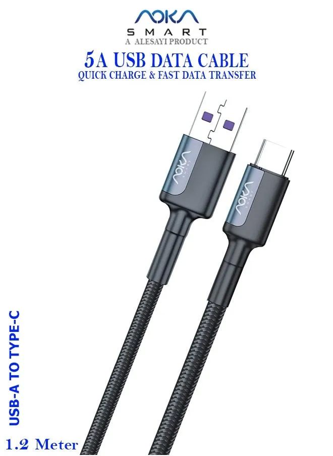 كابل شحن البيانات السريع USB-A إلى Type-C AC-B325C - أسود-1