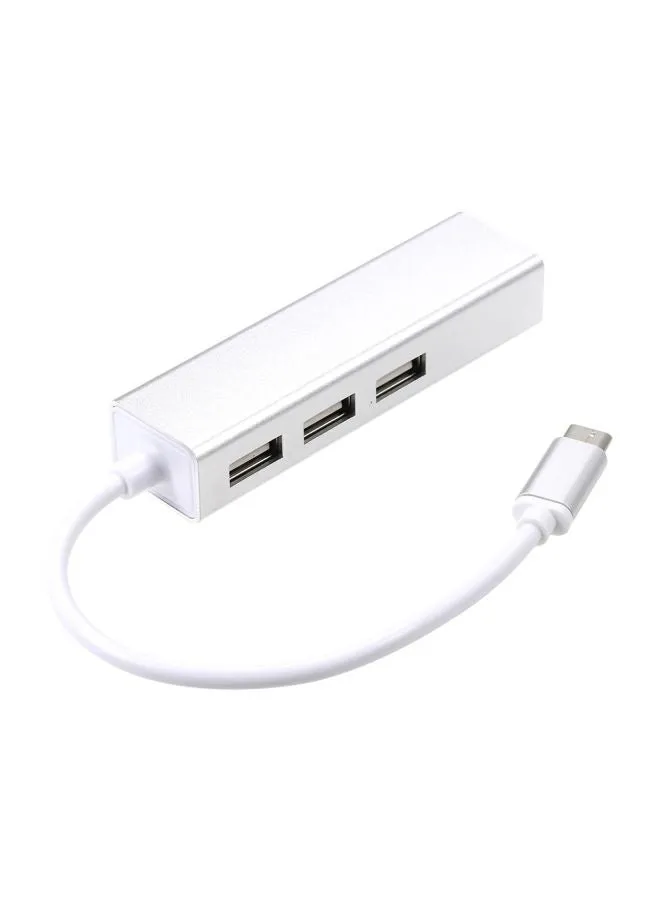 موزع USB-C ذو 3 منافذ مع محول منفذ إيثرنت RJ45-2