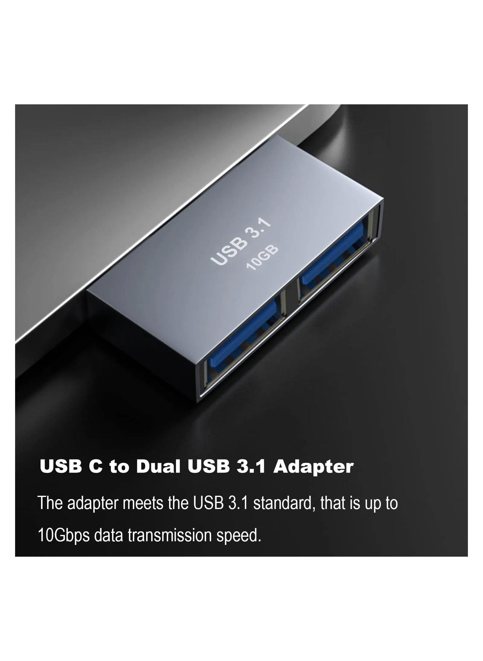 محول USB C مناسب لجهاز MacBook، Thunderbolt 3 إلى موزع USB 3.1 مزدوج، Type C إلى USB C وUSB A Extender يدعم PD 100W 10Gbps متوافق مع MacBook Pro أو Air، محول USB C مناسب لجهاز MacBook، عبوة من قطعتين-2