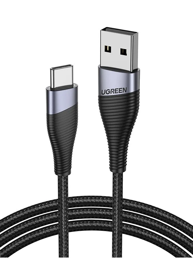 كابل شحن بمنفذ USB Type C بشدة تيار 3 أمبير بسلك من النايلون المضفر متوافق مع هاتف سامسونج S21 وS20 ونوت 20 و10 و9 وهواوي P30 وP20 ولايت ميت 20 برو وP20 وإل جي G5 وG6 وشاومي مي 11 وألترا A2 ومي 9 وما إلى ذلك-بطول 2 م أسود-1