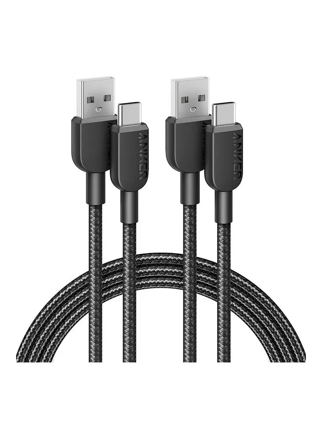 كابل شاحن USB C [عبوة من قطعتين، 6 أقدام]، كابل شاحن 310 USB A إلى النوع C شحن سريع، كابل USB A إلى USB C من النايلون شحن سريع لهاتف Samsung Galaxy Note 10 Note 9/S10+ S10، LG V30 (USB 2.0)-1