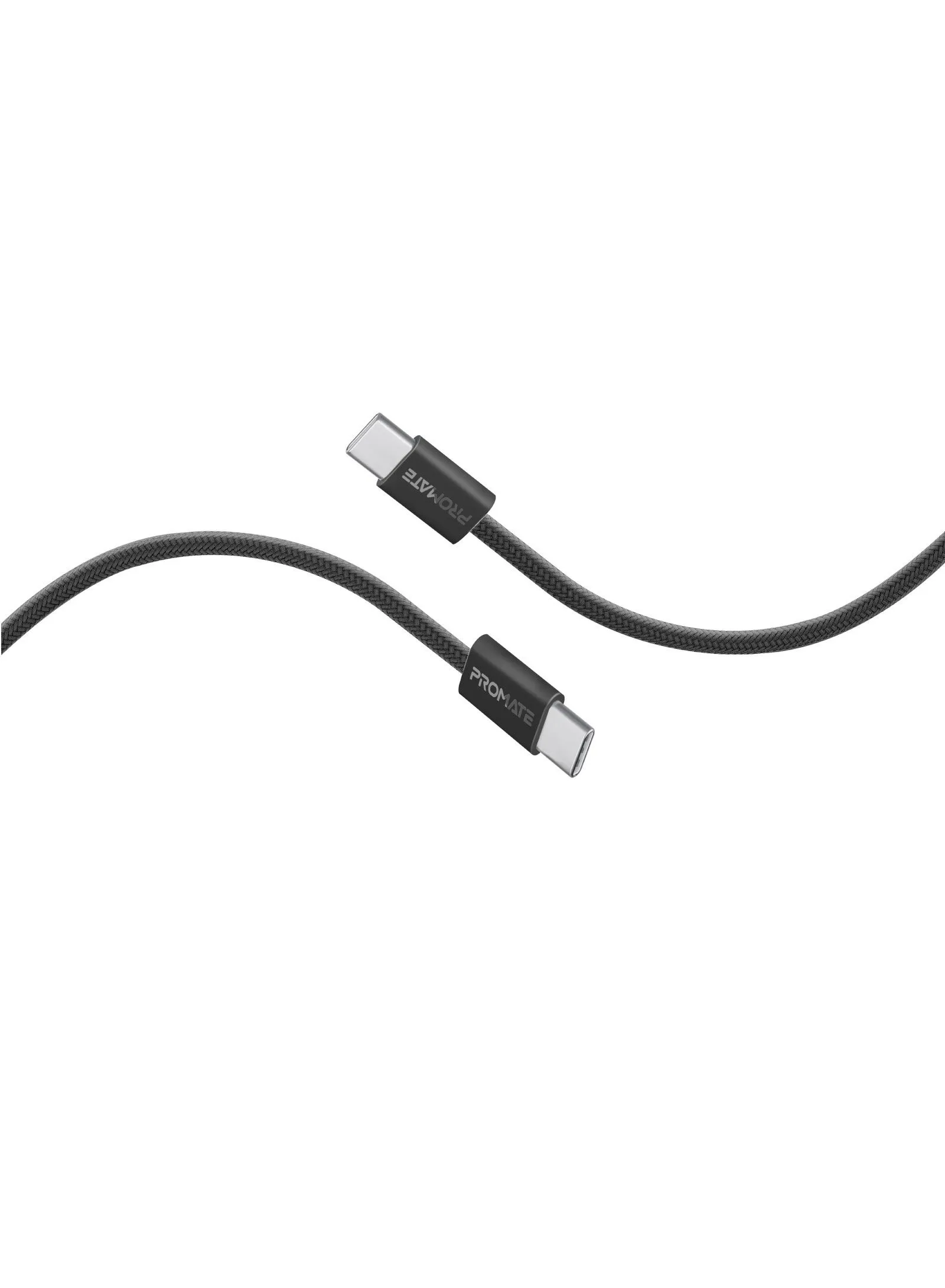 كابل شحن USB-C، كابل شحن مزامنة قوي من النوع C مع توصيل سريع للطاقة بقدرة 60 وات، ونقل بيانات بسرعة 480 ميجا بت في الثانية وسلك مجدول من النايلون المقاوم للتشابك بطول 120 سم، EcoLine-CC120 أسود-1