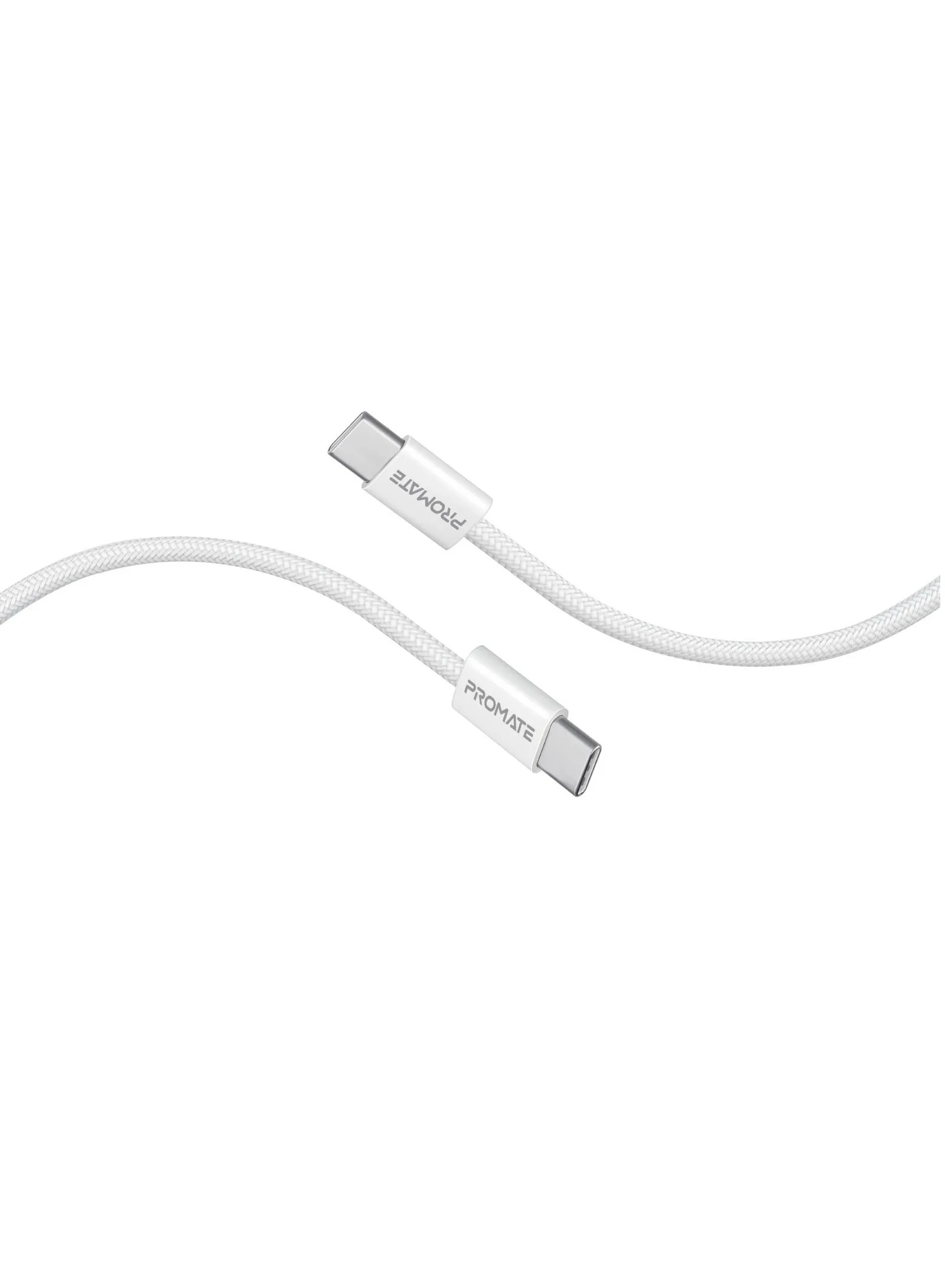 كابل شحن USB-C، كابل شحن مزامنة قوي من النوع C مع توصيل سريع للطاقة بقدرة 60 وات، ونقل بيانات بسرعة 480 ميجا بت في الثانية وسلك مجدول من النايلون المقاوم للتشابك بطول 120 سم، EcoLine-CC120 أبيض-1