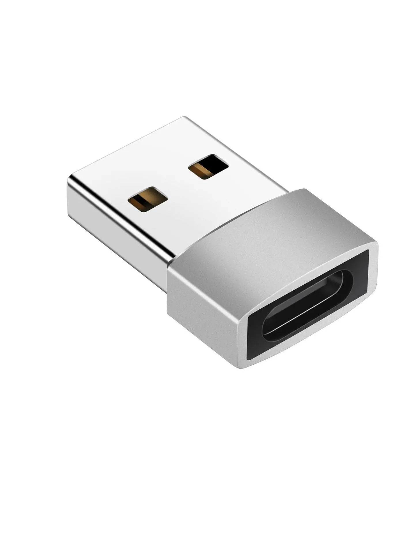 محول USB C أنثوي إلى USB A ذكري 2 حبة، يستخدم لشحن أجهزة آبل وسامسونج وآيباد من خلال تحويل الطاقة والتيار الكهربائي من نوع C إلى نوع A.-1