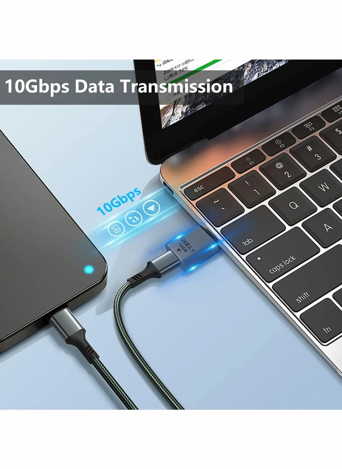 محول USB C أنثى إلى USB ذكر، محول USB إلى USB C من الجيل الثاني 3.1، محول شاحن USB 3.1 من النوع C إلى النوع A بسرعة 10 جيجابت في الثانية، محول OTG للشحن السريع متوافق مع iPhone وMacBook وSamsung Galaxy، عبوتان-2