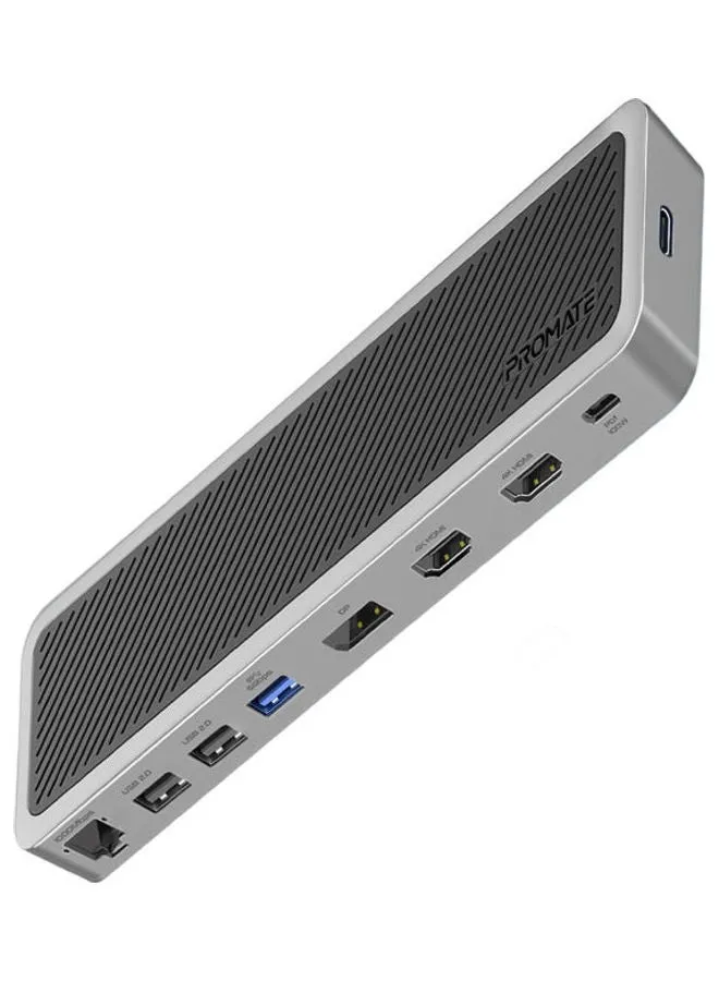 محور USB-C 13 في 1 متعدد الشاشات مع منفذ عرض مزدوج 4K HDMI 4K 1000Mbps LAN 100W توصيل الطاقة Aux SD TF فتحة بطاقة USB 3.0 أسود أسود-1