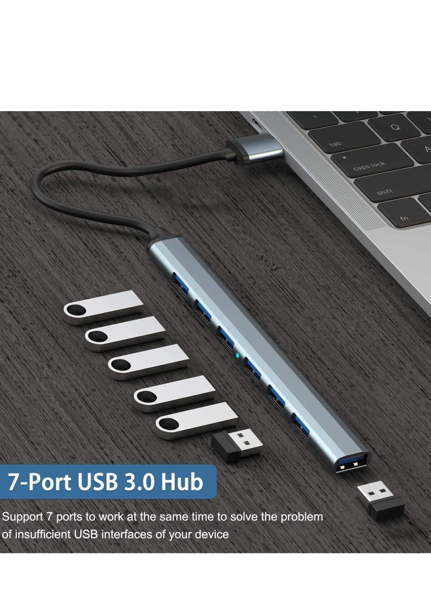 موزع USB C 3.0 مع 7 منافذ، موزع USB C من الألومنيوم إلى USB Hub 3.0 لأجهزة Mac Pro وiMac وiPad Pro وChromebook وPixelbook وDell XPS وSamsung والمزيد من الأجهزة من النوع C-2