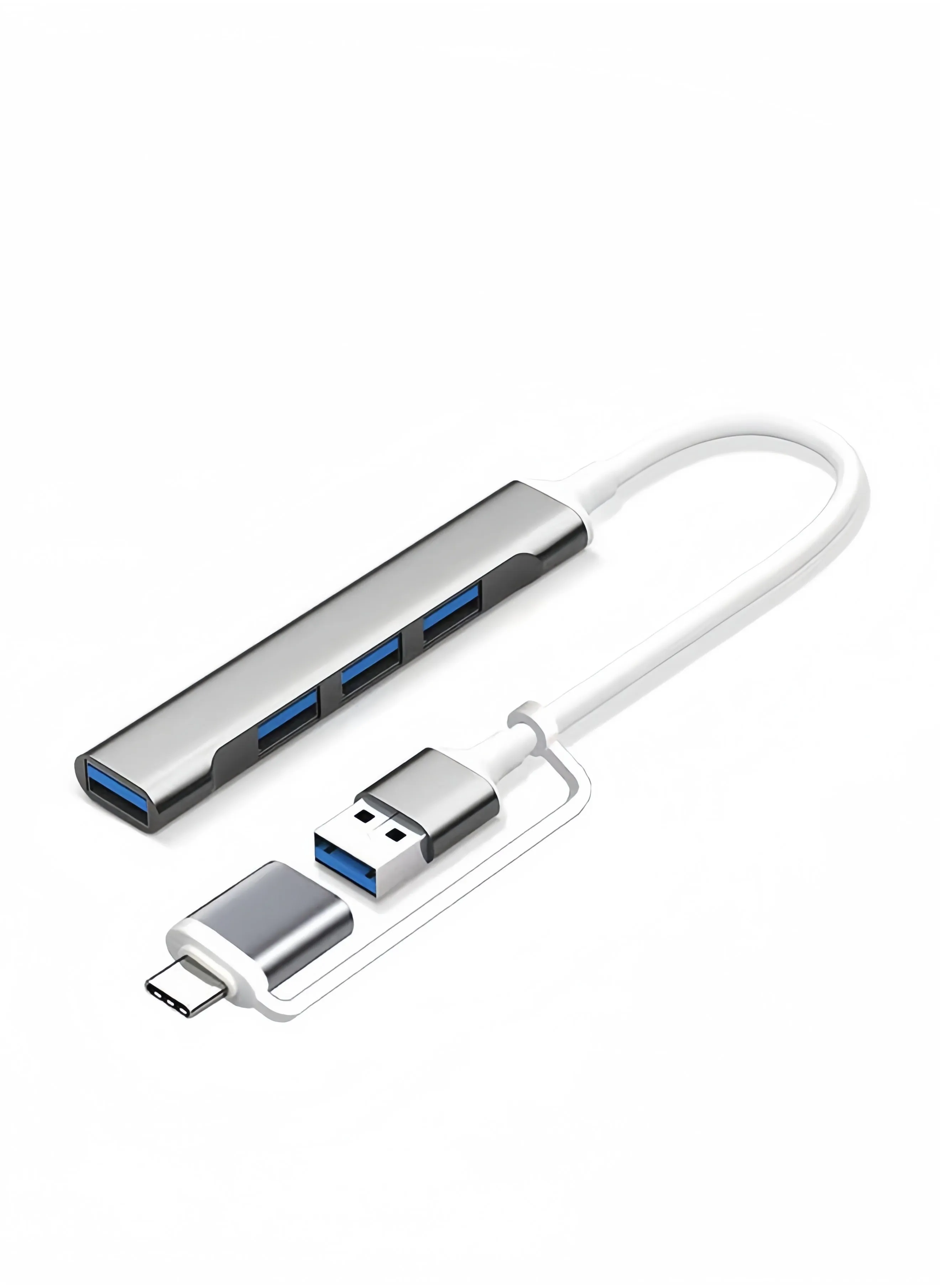 محول USB C HUB، 4 في 1 مع منفذي USB C و USB 3.0، محطة وصل متعددة الأنواع مع 4 منافذ USB 3.0، محول USB C مناسب لأجهزة MacBook Pro Air iPad من نوع C.-1