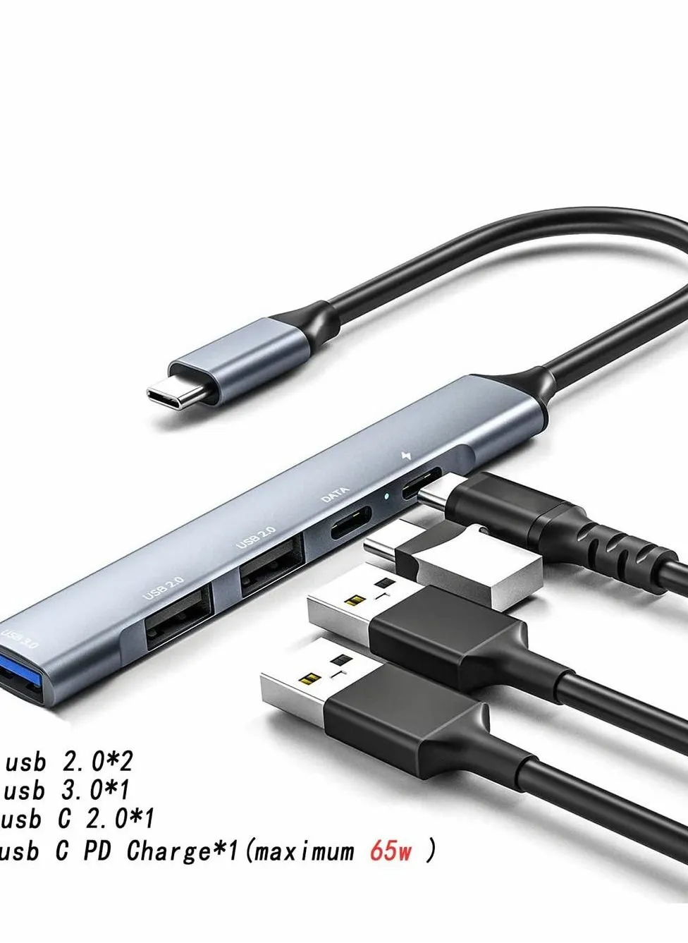 موزع USB C 5 في 1 من النوع C مع منفذ شحن PD بقوة 65 وات KASTWAVE 3.0 منافذ *1 2.0 *2 بيانات *1 قارئ محرك أقراص فلاش لأجهزة MacBook/Pro/Air/iPad Pro والمزيد من أجهزة الكمبيوتر المحمولة من النوع-2