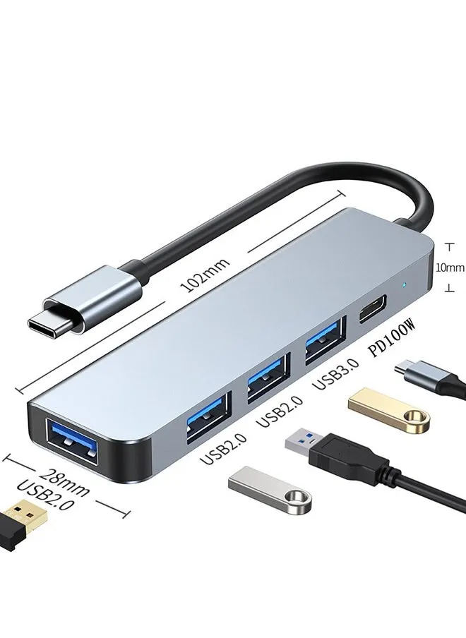 USB C Hub with 100W PD Charging, 4 USB ports, USB Hub 3.0 5Gbps Data Transfer Ports, Compatible for MacBook Pro/Air 2023 M2/M1, iPad Pro/Air, HP, Dell, ASUS, Lenovo, etc-1