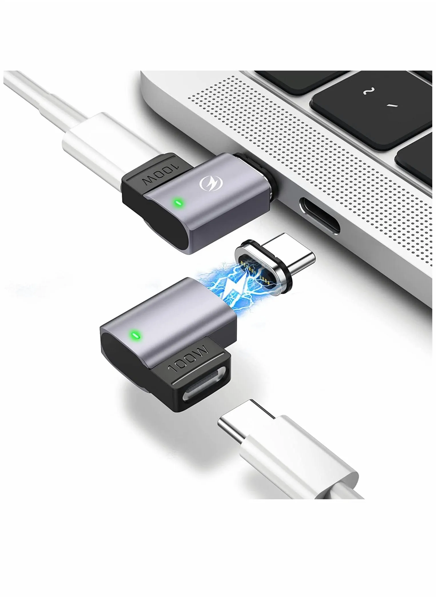 محول مغناطيسي USB C مكون من قطعتين، محول مغناطيسي USB C مزود بـ 11 سنًا، شحن PD بقوة 100 واط، USB2.0 بسرعة 480 ميجابت في الثانية، نقل بيانات متوافق مع أجهزة MacBook Pro Air USB C المحمولة-1