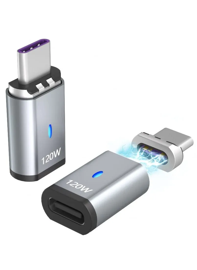 محول USB C مغناطيسي مكون من قطعتين، محول USB C مغناطيسي مستقيم يدعم PD 100 وات شحن سريع 480 ميجابايت في الثانية لنقل البيانات متوافق مع MacBook Pro Air والمزيد من أجهزة Type C-1