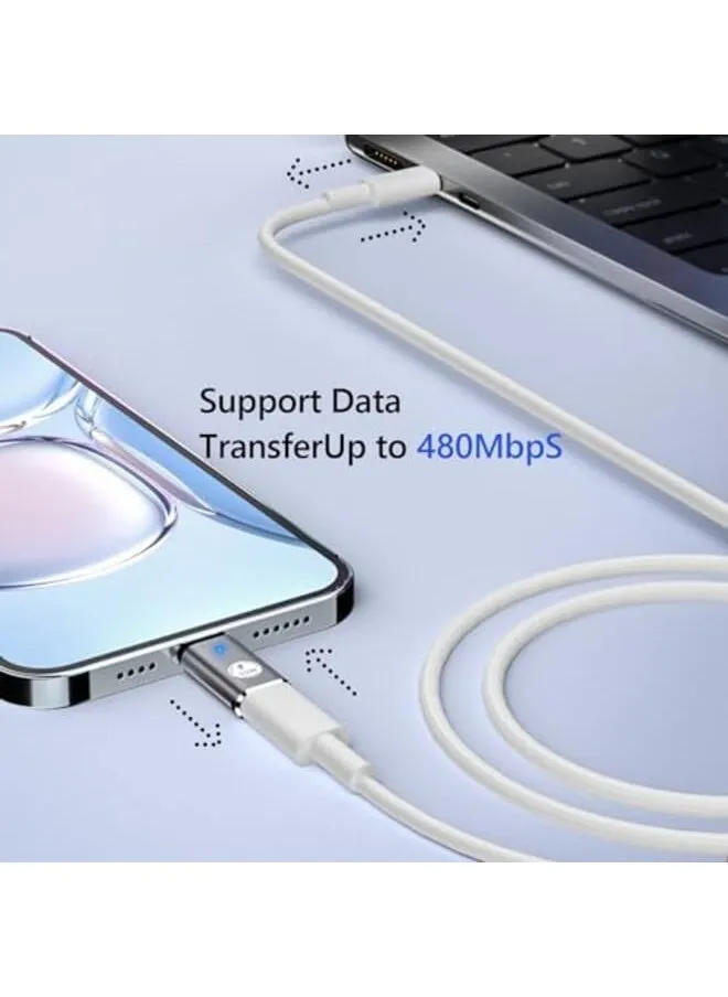 محول USB C ذكر إلى Lightning أنثى لهاتف Iphone 15 Pro Max Plus لأجهزة Ipad Air وSamsung يدعم 35 وات Pd للشحن السريع ونقل البيانات، كابل موصل شاحن من النوع C ليس للصوت Otg-2