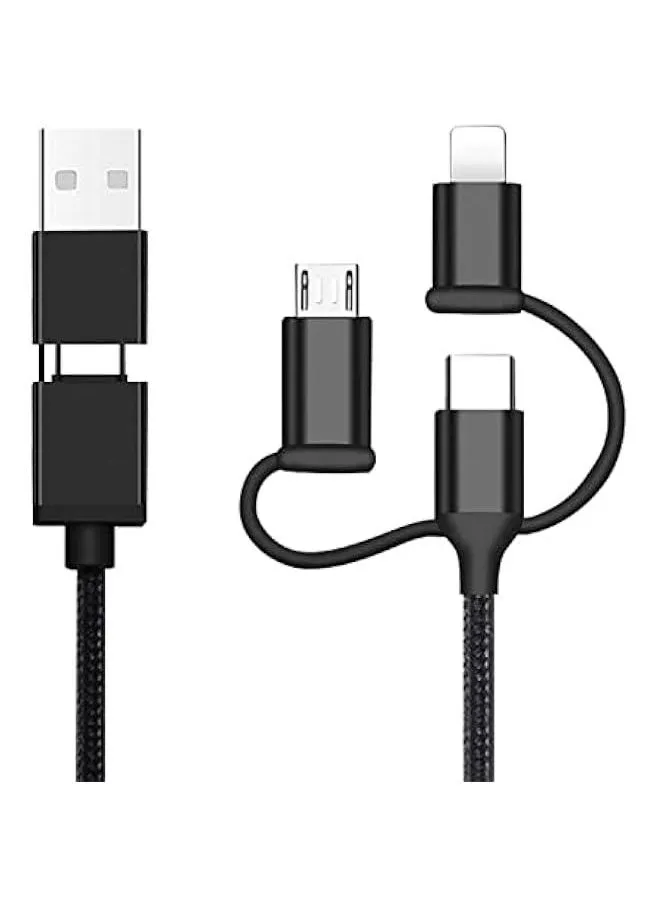 كيبل شحن متعدد USB C (3.3 قدم)، 5 في 1 بي دي 60 واط وكيو سي 3.0 20 واط، USB A/C الى النوع C/الجوال/مايكرو USB، متوافق مع جالكسي S21 فولد 3 والمزيد، لاس اس دي، لSSD-1