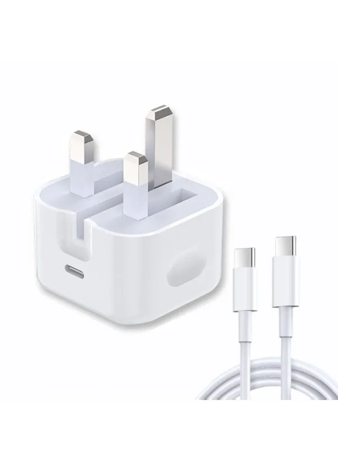 USB-C Power Adapter With Type-C To Type-C 1M Cable 20W White-1