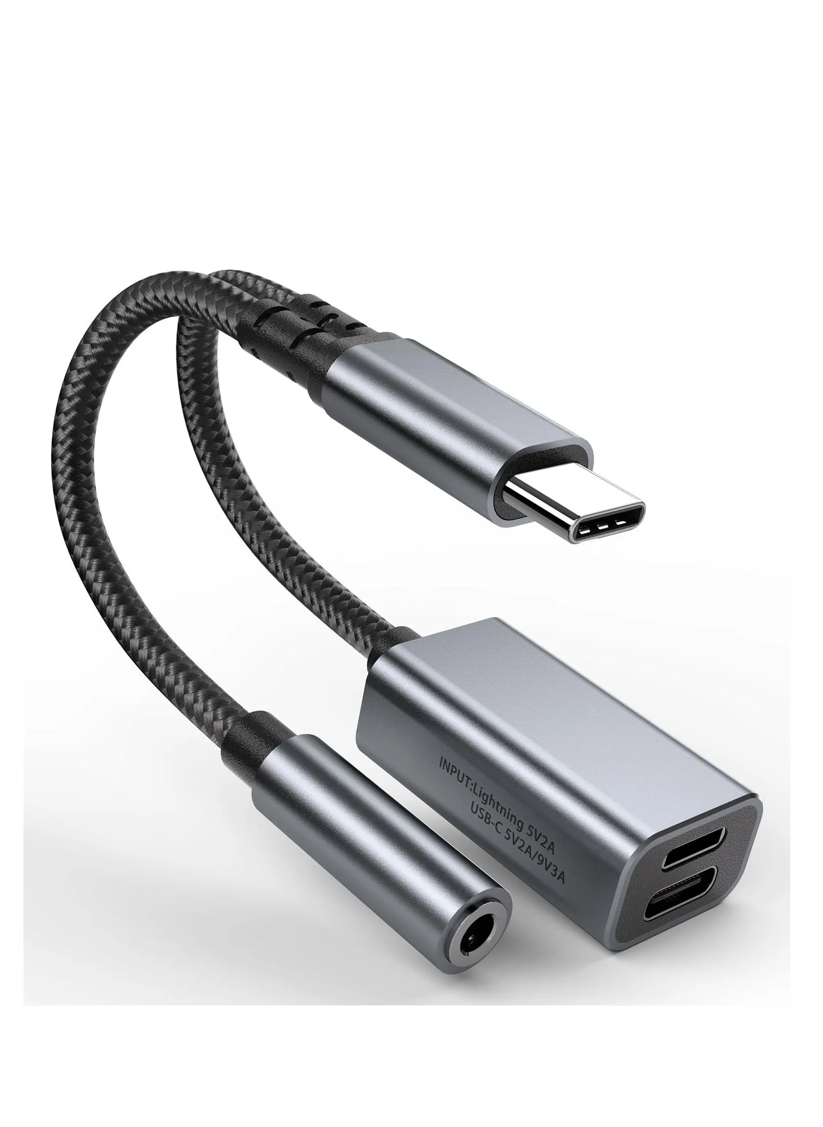 محول صوت USB C إلى 3.5 مم مع شاحن، موزع صوت 3 في 1 بمقبس سماعة أذن USB C مع محول شحن سريع PD متوافق مع iPhone 15/15Pro، Galaxy S24 Ultra/S23/S22/S21، Google Pixel 8/7/6-1