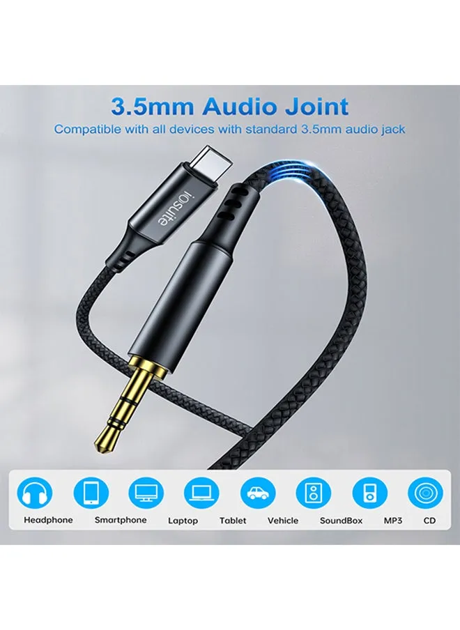 USB-C to 3.5mm Audio Cable Adapter Black 1M-2