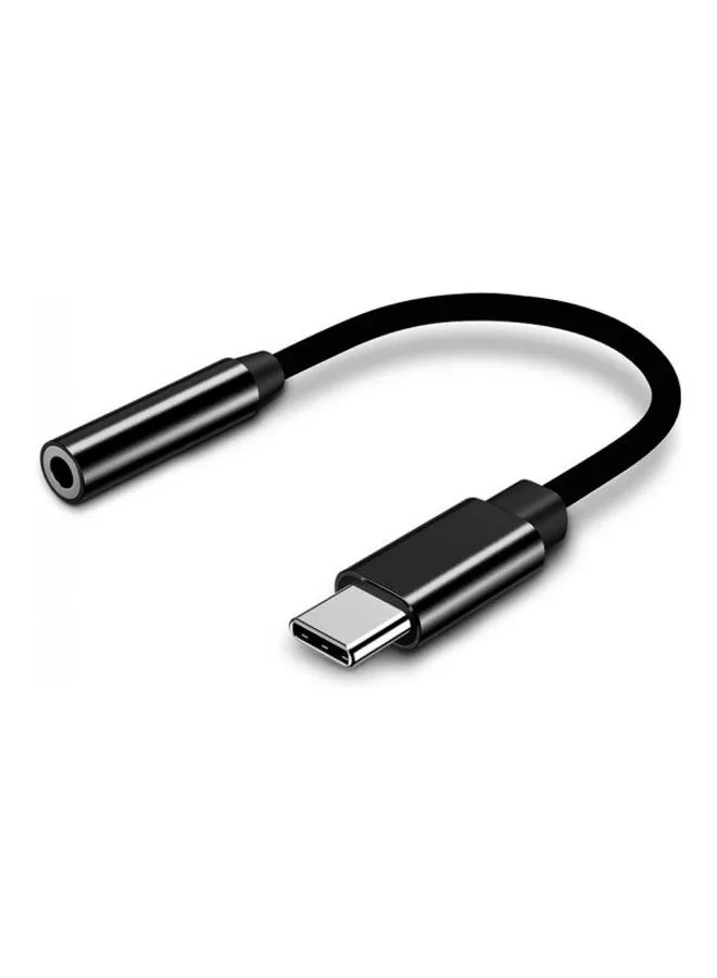 محول بمنفذ USB-C إلى مقبس الصوت Aux أسود-1