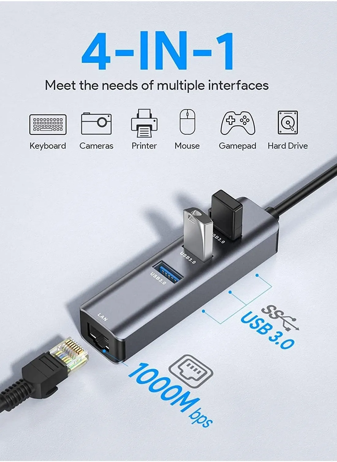 محول USB C إلى Ethernet RJ45 إلى USB C Thunderbolt 3 Type-C Gigabit Ethernet LAN، متوافق مع MacBook Pro 2021 2020 2019 2018 2017 MacBook Air Dell XPS والمزيد-2