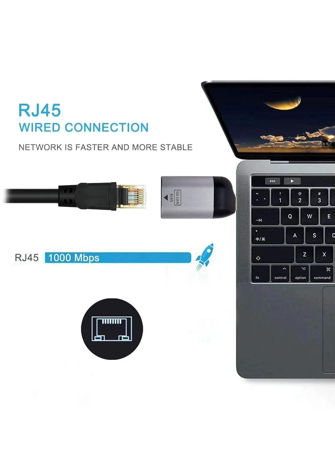 محول USB C إلى Ethernet Type-C USB 3.1 إلى 1000Mbps محول شبكة LAN Gigabit Ethernet محمول لأجهزة الكمبيوتر المحمولة والهواتف والأجهزة اللوحية والمزيد من أجهزة Type-C-2