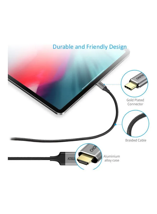 كابل USB C إلى HDMI بطول 1.8 متر وجودة 4K لون أسود.-2