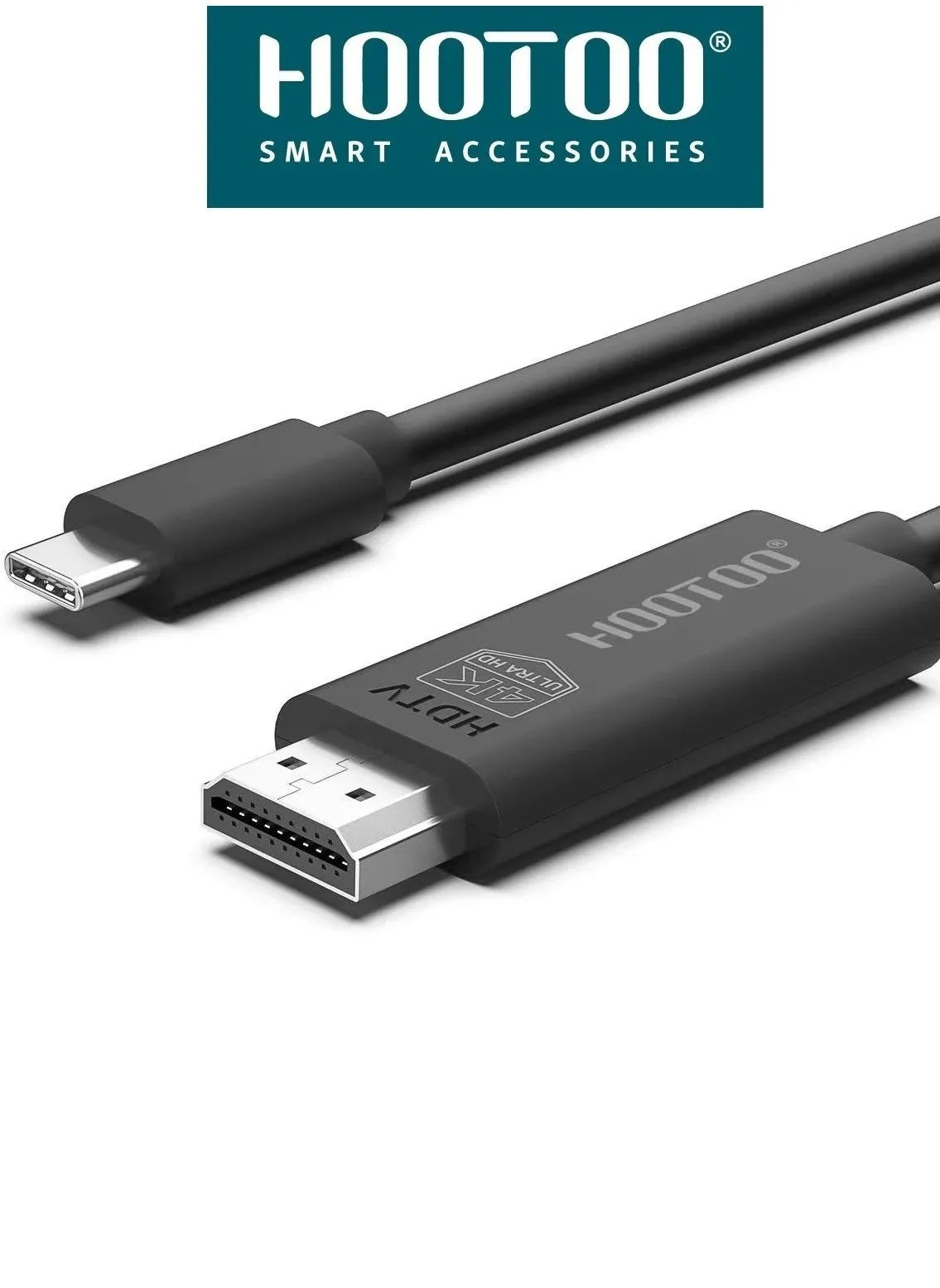 كيبل USB-C الى HDMI بطول 1 متر، يدعم نقل عالي الدقة حتى جودة 4K بتردد 30Hz، متوافق مع سلسة ايفون 15 و 16 ووهواتف سامسونج وهواوي واجهزة  الماك ووندوز. لا يتطلب تطبيقات لتشغيله.باللون الاسود من هوتو-2