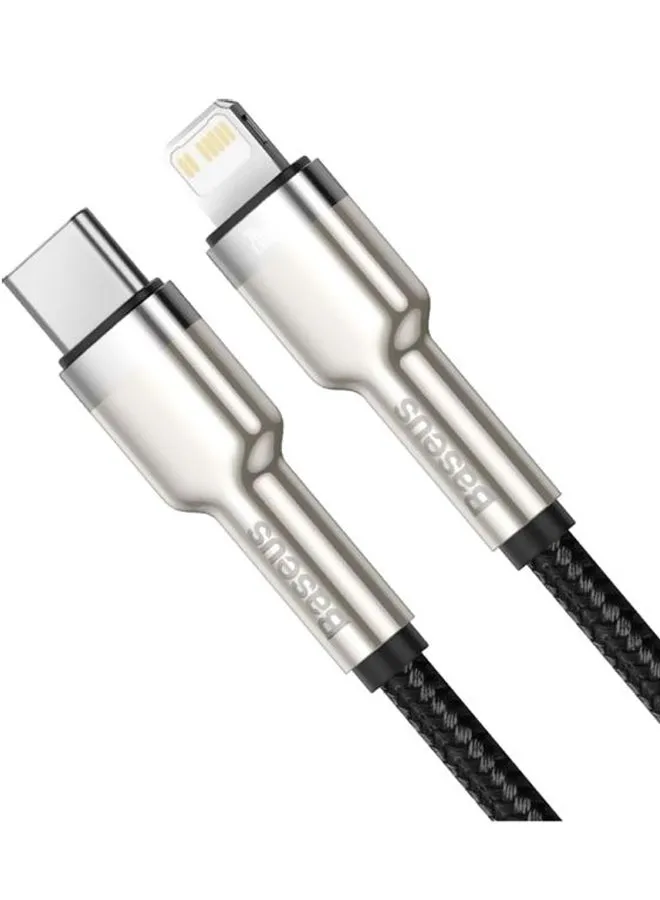 كابل USB C إلى لايتنينج للشحن السريع ونقل البيانات بتقنية PD بقدرة 20 وات من سلسلة كافولي ومتوافق مع هواتف آيفون 14 و14 برو/ 13 برو/ 13 برو ماكس / 13/13 ميني، آي باد 9، 12 ميني/ 12/12 برو، بطول متر واحد أسود/فضي-2