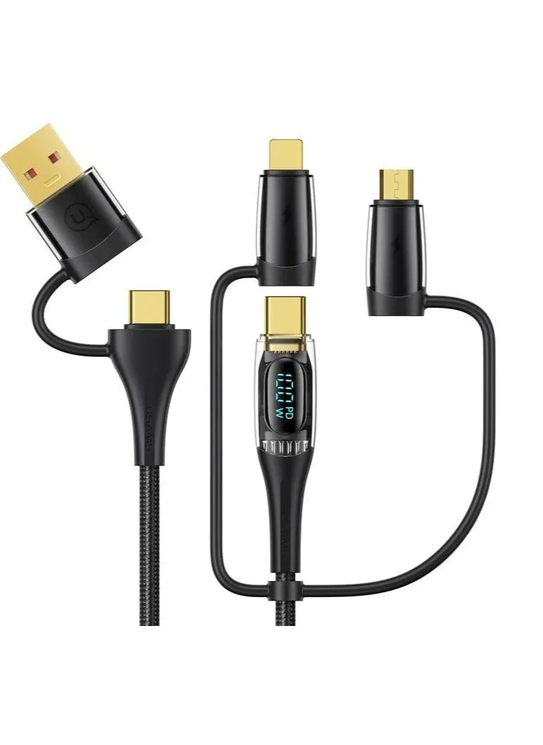 كابل شحن USB C إلى متعدد، 100 وات 4 أقدام 5 أمبير من النوع C إلى النوع C، سلك شحن سريع، مع شاشة LED، كابل شحن 5 في 1، محول شاحن USB C/A إلى USB C/Micro/IP، لأجهزة الكمبيوتر المحمولة/الكمبيوتر اللوحي/الهاتف-1