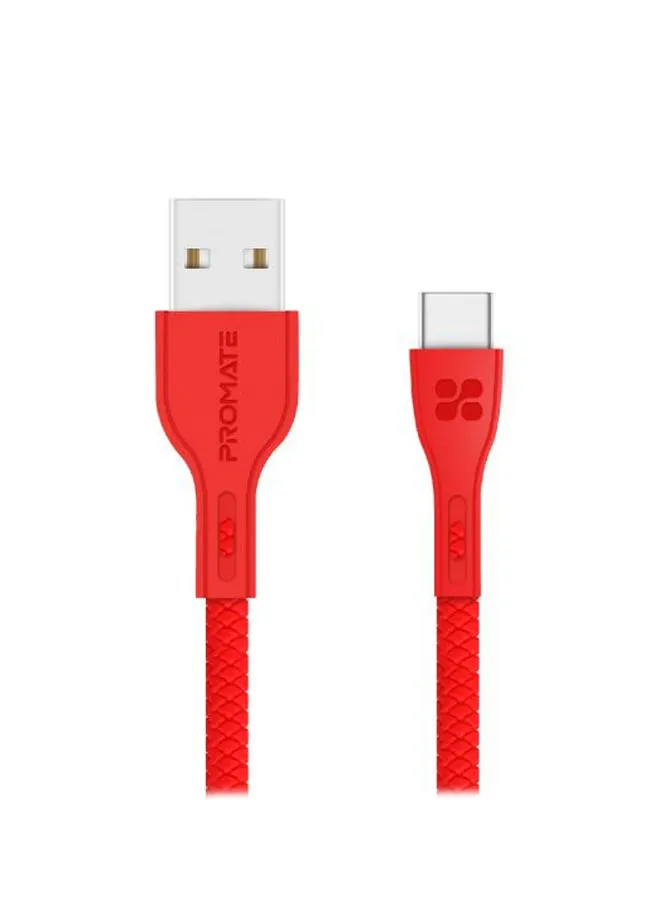 كابل باور بيم C من USB-C إلى USB-A متين ويتميز بشحن سريع للغاية بقدرة 2 أمبير وسرعة نقل بيانات عالية بطول 1.2 م، كما يتميز بحماية ضد الشحن الزائد للأجهزة المزودة بمنفذ Type-C بلون أحمر أحمر-1