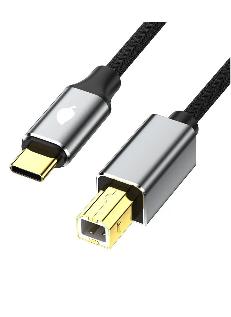 كابل طابعة USB C إلى USB B بطول 2 متر ، كابل طابعة من النوع C إلى منفذ USB B لجهاز MacBook Pro و Air و Huawei و Xiaomi للكمبيوتر المحمول وأجهزة كمبيوتر أخرى مزودة بمنفذ C-1