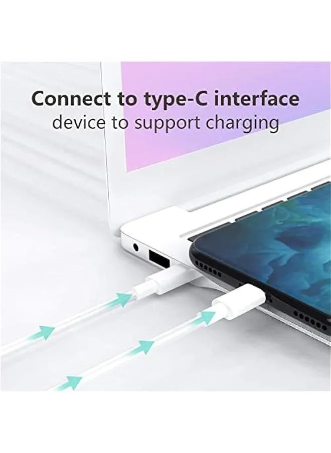 كيبل شحن USB-C الى USB-C بطول 3.3 قدم متوافق مع سامسونج جالاكسي S22/S21/S20 الترا، نوت 20/10، ماك بوك اير، ايباد برو، ايباد اير 4، ايباد ميني 6، ابيض-2