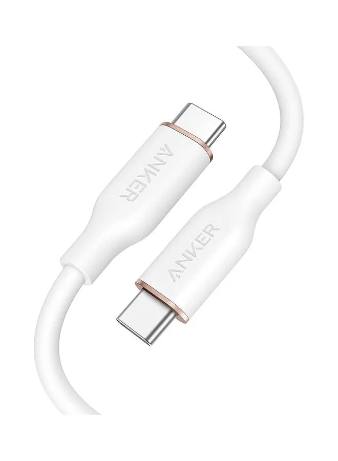 كابل شحن سريع من USB-C إلى USB-C وكابل 643 بقدرة 100 وات وطول 3 أقدام وكابل شحن USB 2.0 Type C للشحن السريع لجهاز ماك بوك برو 2020 وآي باد برو 2020 وآي باد آير 4 وآي باد ميني 6 وجالاكسي S21 وبيكسل وسويتش (لون أبيض سحابي) أبيض سحابي-1