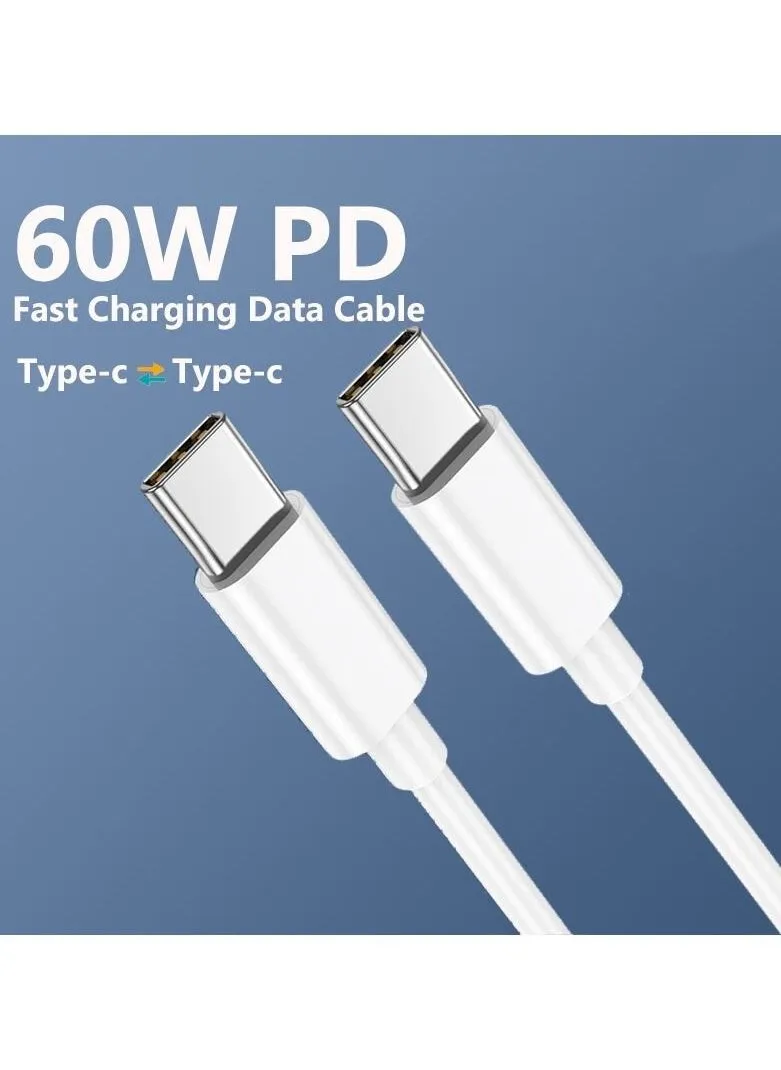 USB C إلى USB C كابل PD Type C سريع الشحن USB-C أبيض-2