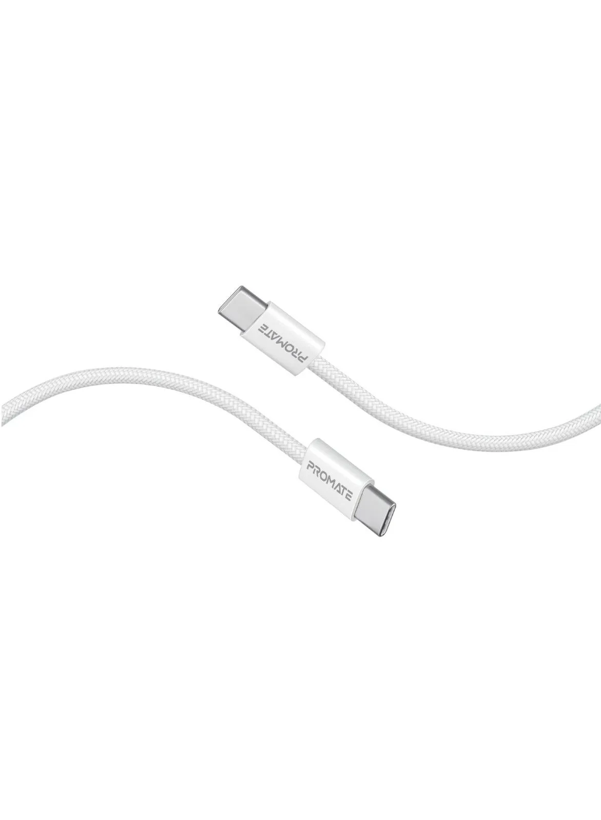 USB-C to USB-C Cable, Premium 60W Power Delivery Fast Charging Cable with 480Mbps Data Sync and 200cm Anti-Tangle Nylon Braided Cord for iPhone 15, Galaxy S23, iPad Air, Dell XPS 17, EcoLine-CC203 White-1