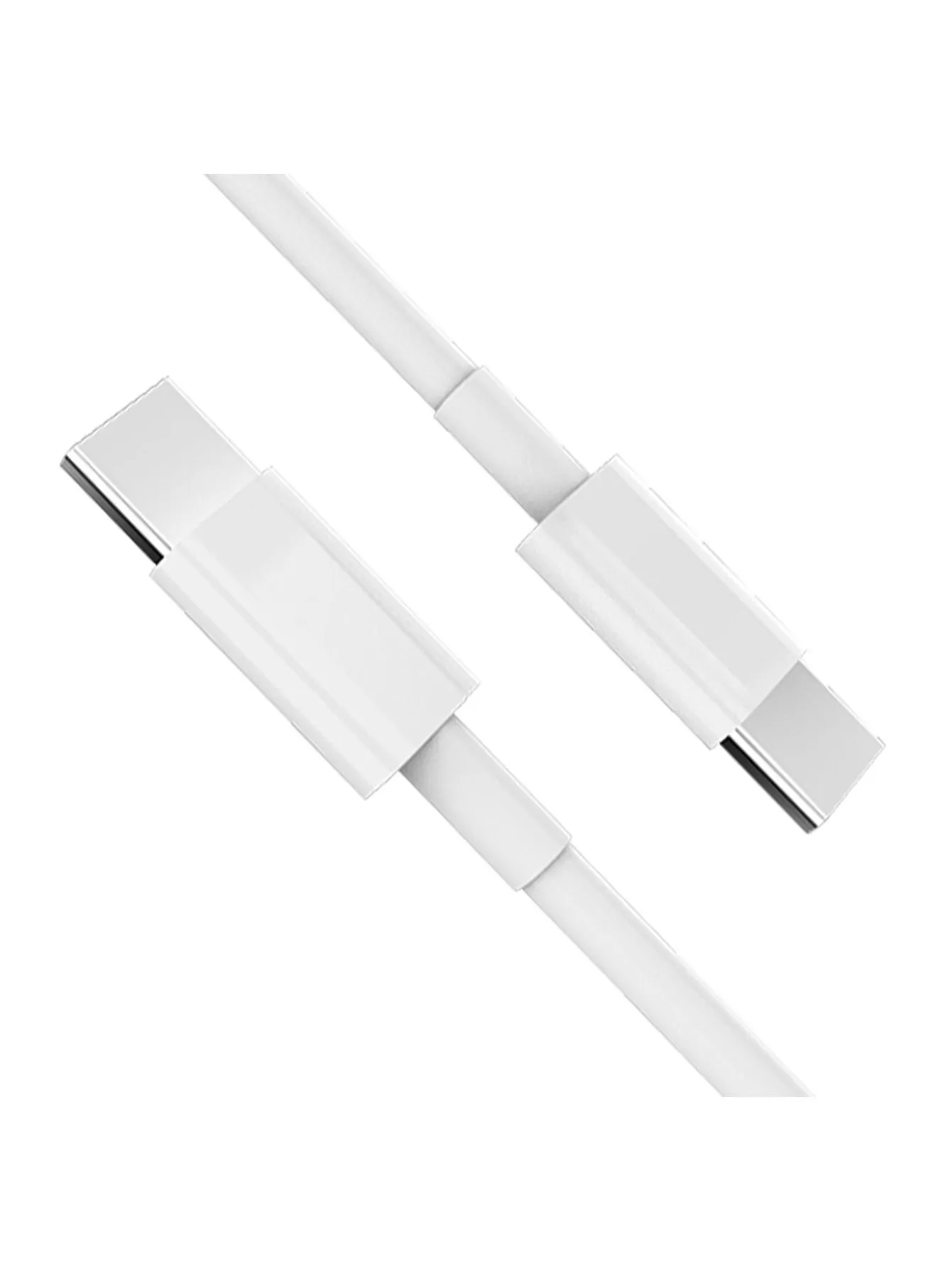 كابل شحن USB C إلى USB C PVC PD سريع الشحن لأجهزة MacBook Air و Mac Book Pro وكابل Type C لجهاز iPad Pro الجديد ، iPad Air ، Mini ، Samsung ، Pixel ، شاحن USB C بالكامل PD 1.2 متر أبيض-2