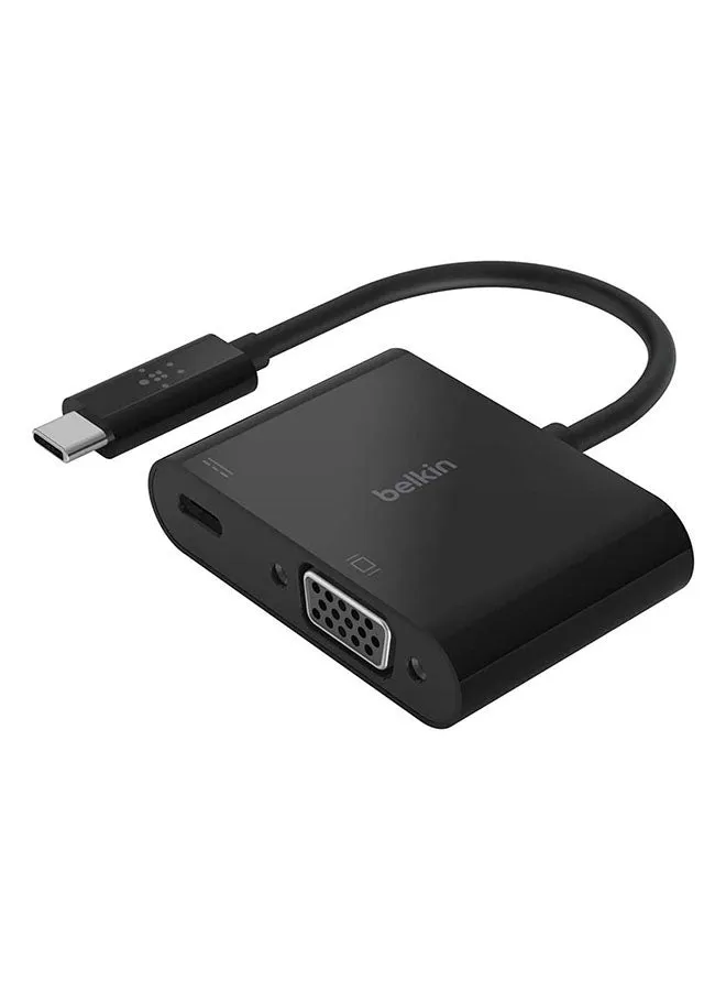 محول من منفذ USB-C إلى منفذ VGA ويستخدم للشحن (يدعم تشغيل الفيديو بدقة عالية الوضوح 1080P ويعمل بقدرة 60 وات) أسود-1