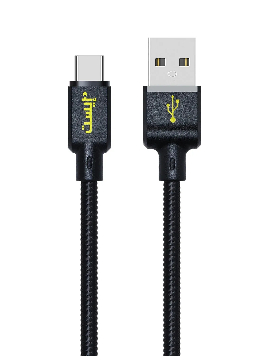 كابل شحن مضفر USB C (نوع Type C) للشحن السريع أسود-2