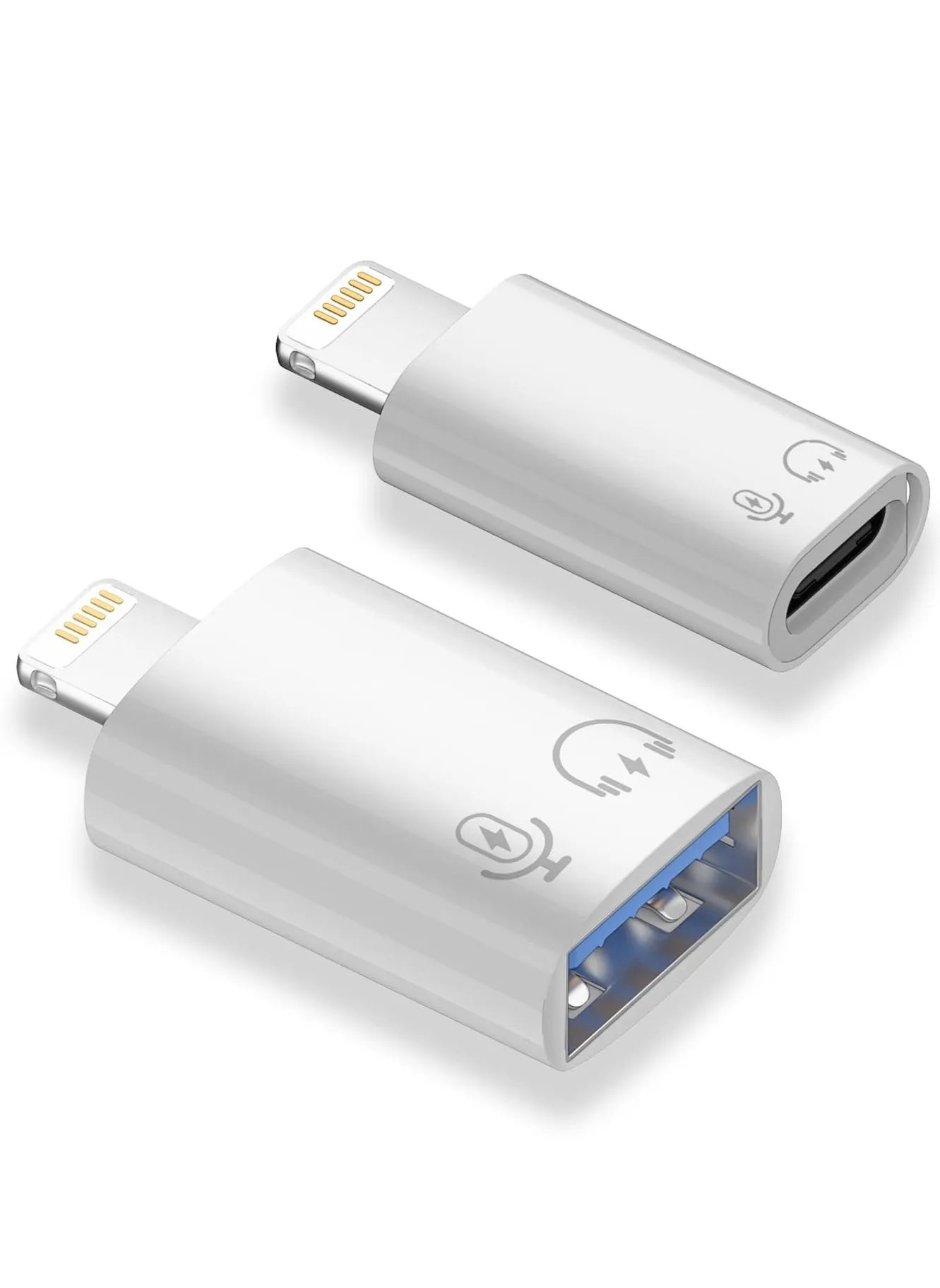 محول USB C/USB 3.0 أنثى إلى Lightning ذكر OTG، مناسب لجهاز iPhone/iPad، يدعم قارئ بطاقات الاتصال، وقرص U، ومحرك أقراص فلاش USB، ولوحة المفاتيح، والفأرة، وميكروفون لافاليير، وسماعة رأس رقمية (عبوتان)-1