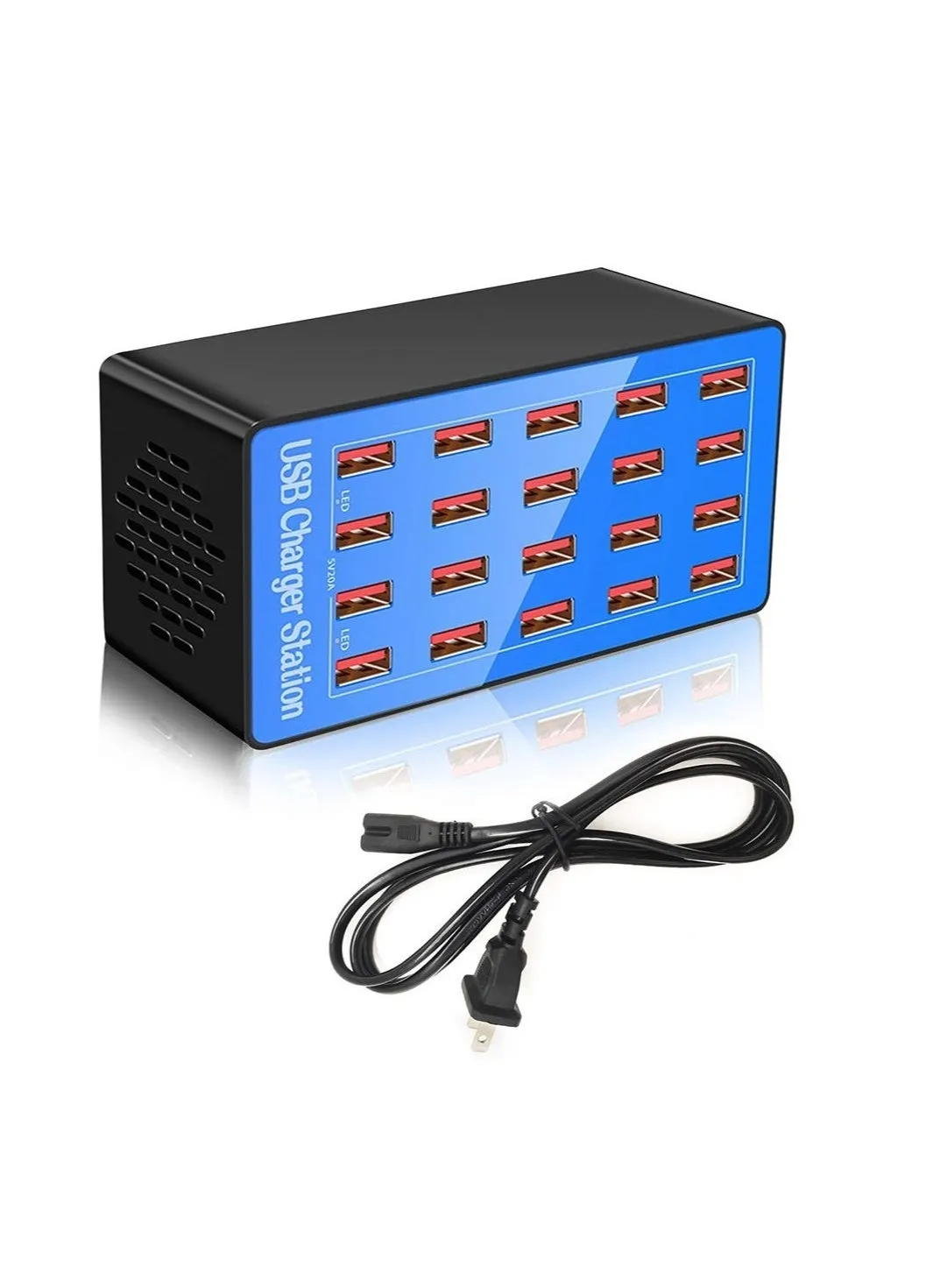 USB Charger Station, 20-Port 100W/20A Multiple USB Charging Station, Multi Ports USB Charger Charging, Tablets and Other USB Devices, for Hotels, Shops, Schools, Shopping malls and Travel-1