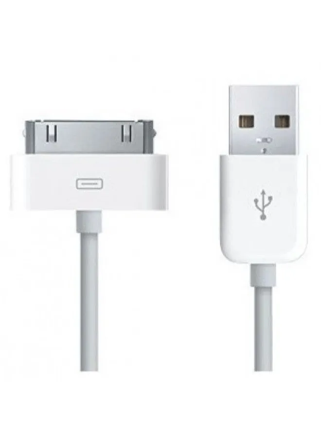 كابل شحن ومزامنة بيانات بمنفذ USB لهاتف آيفون 4/4S/3G/3GS/وجهاز الآيبود أبيض-2